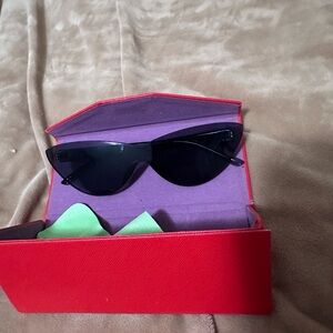 Chunks Black Cat-Eye Sunglasses with Red Case